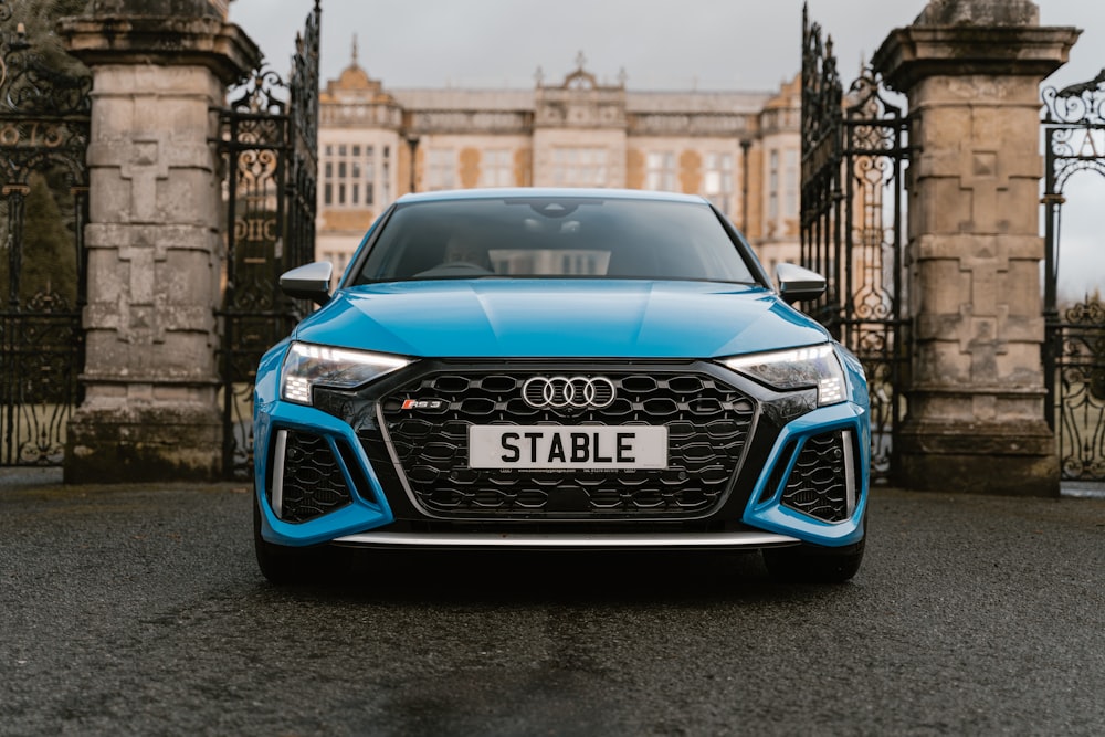 a car parked in a gated area