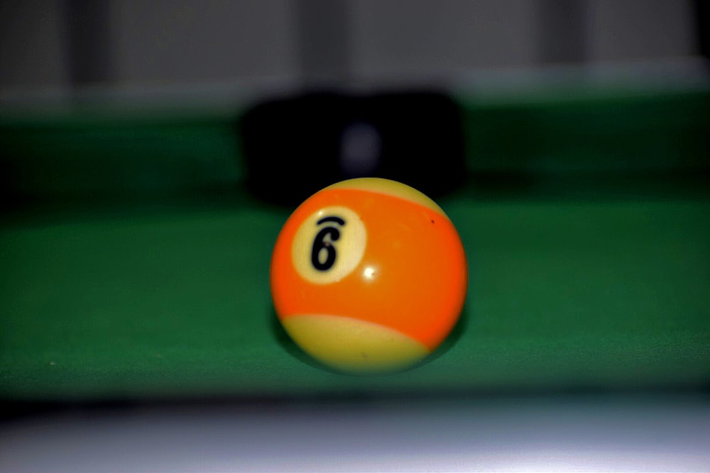 a close up of a pool ball
