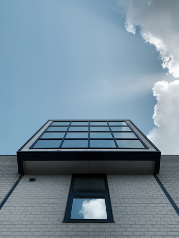 a building with a blue sky