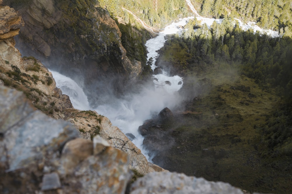 a river flowing through a rocky area