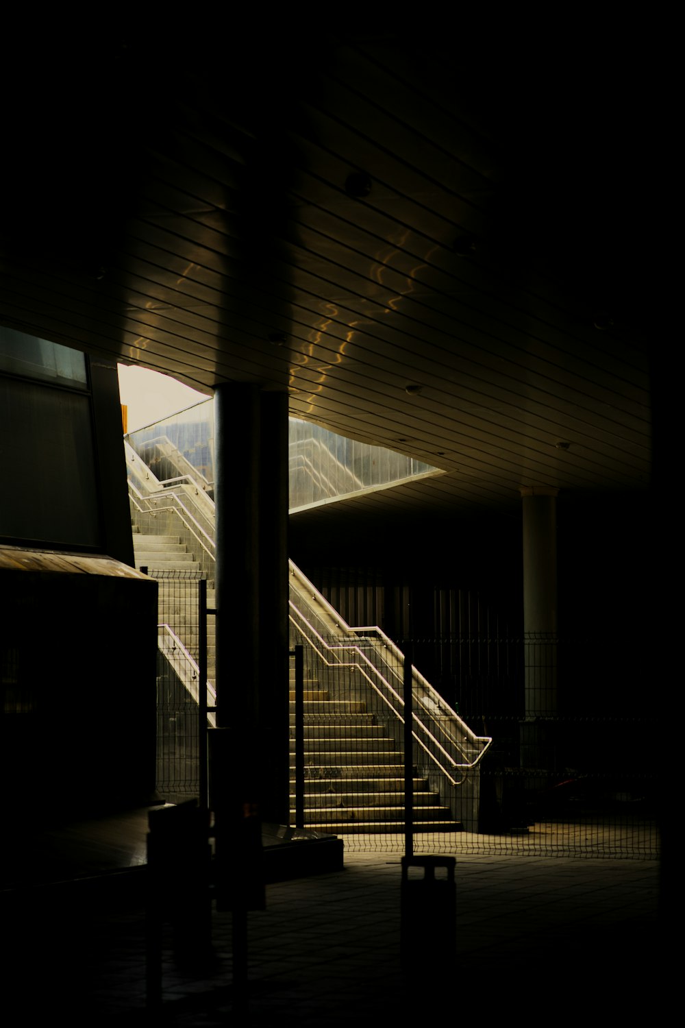 a staircase in a building