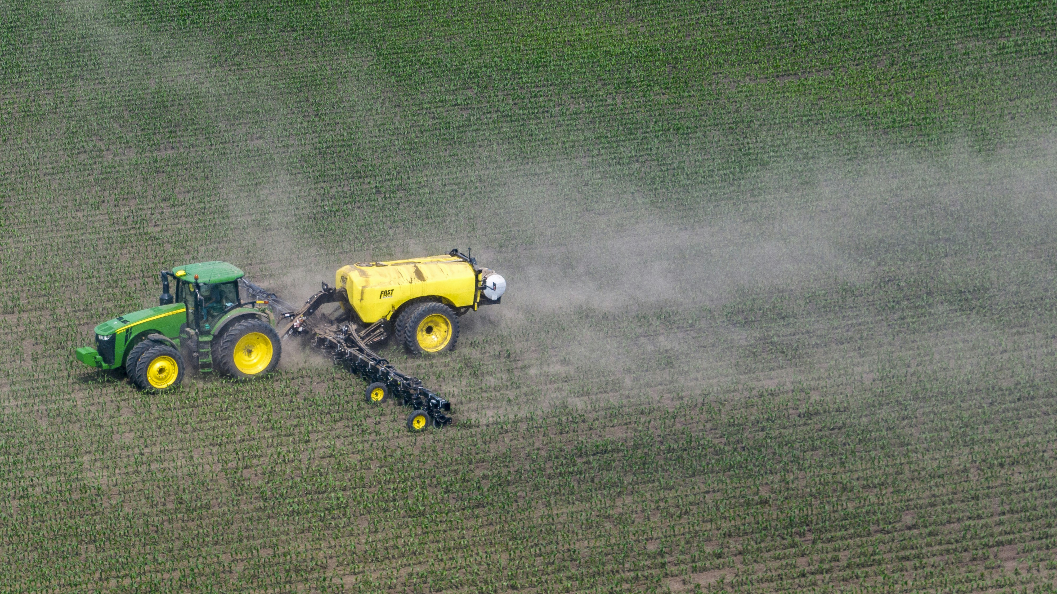 Sidedressing nitrogen on 24 rows of corn in one pass.