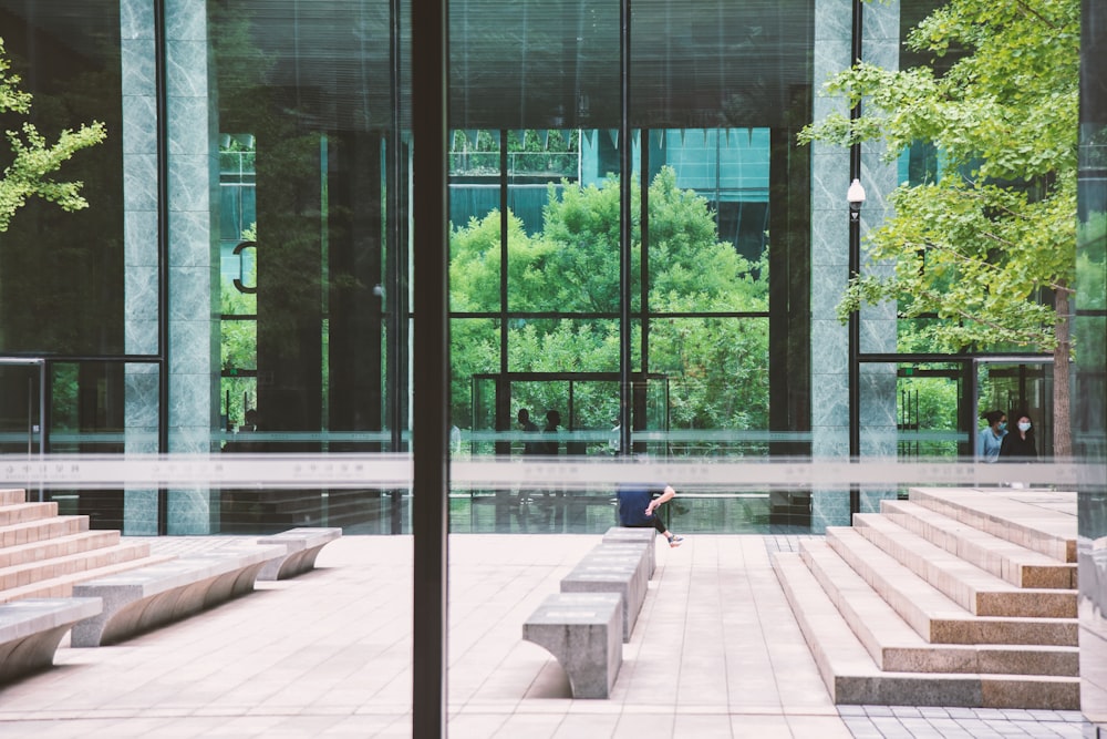 a building with glass windows