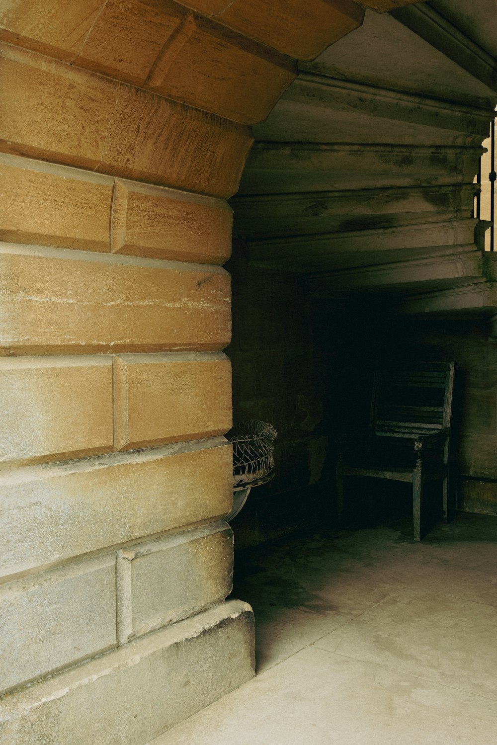 a brick wall with a fireplace