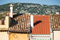 a roof with solar panels