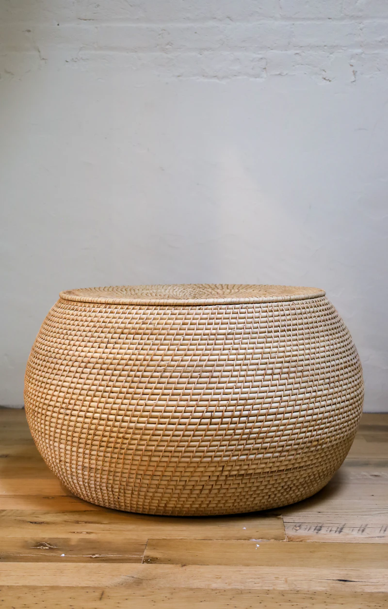 A wooden bowl on a table