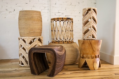 a group of woven baskets