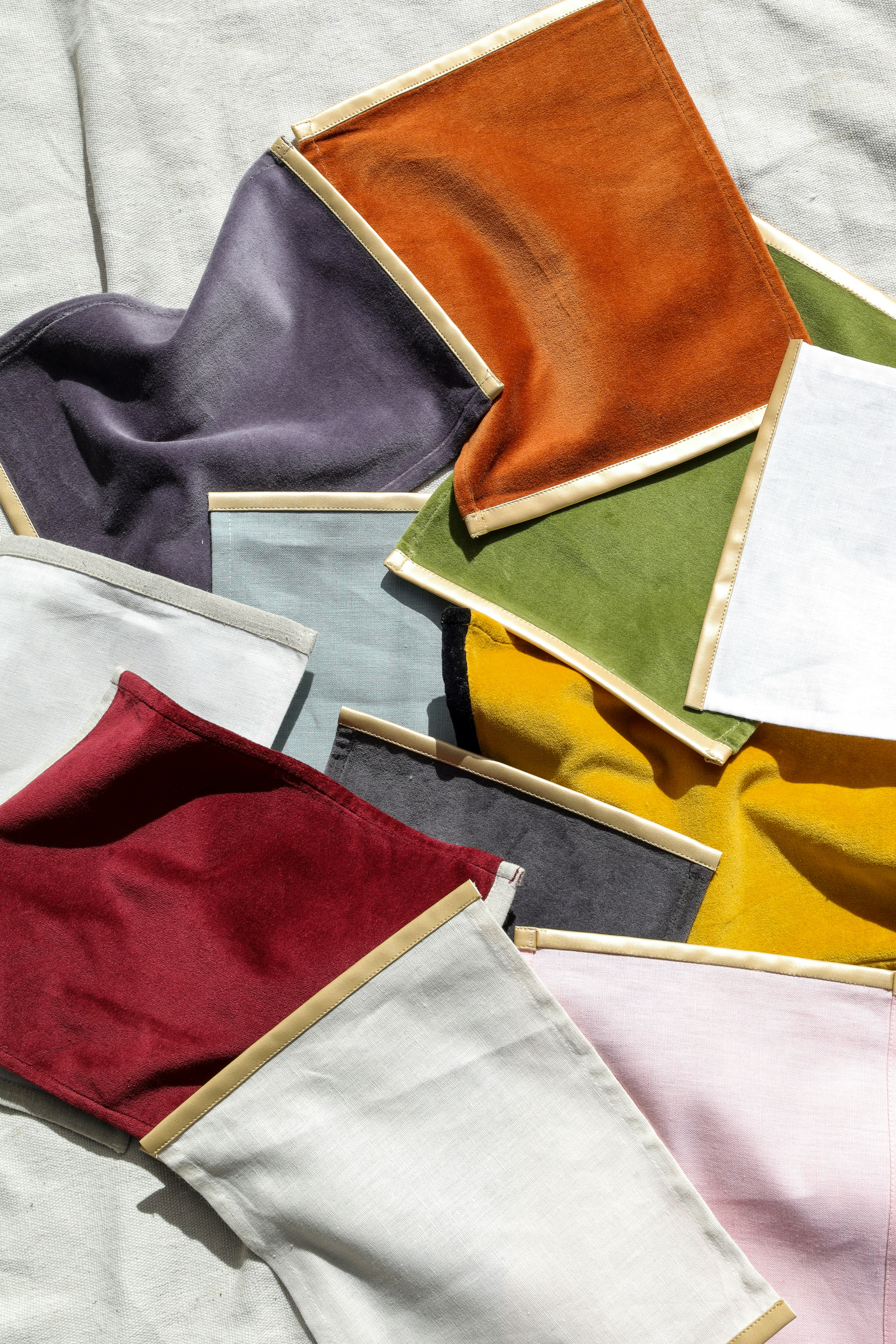 Linen coaster napkins on a table