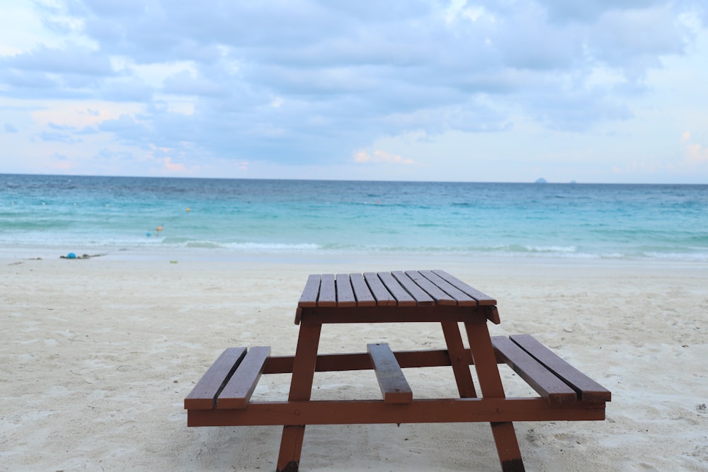 a table on a beach