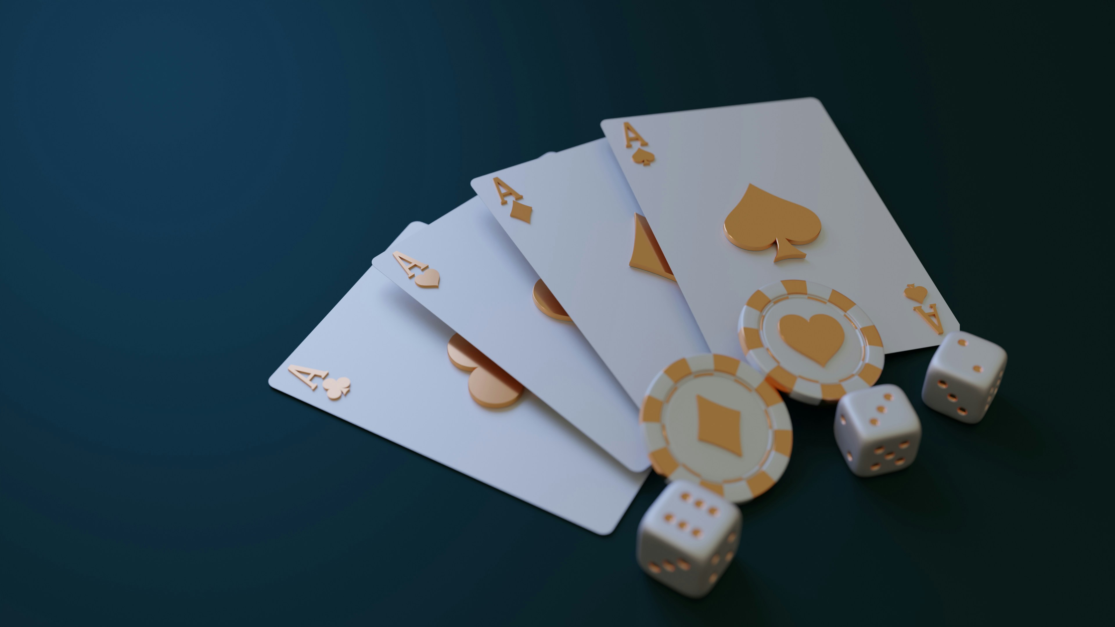 White Gold Poker Card 3D Render