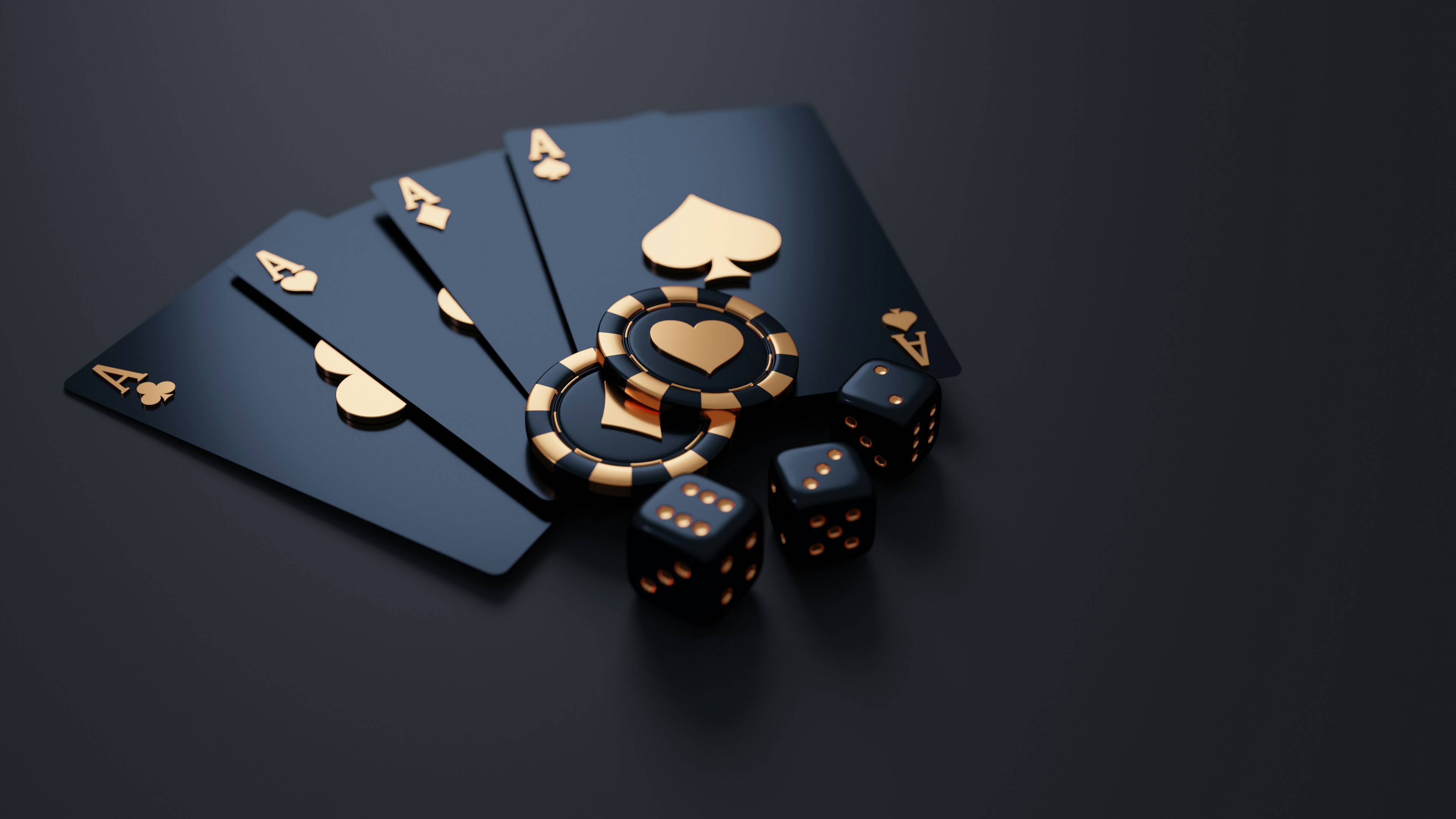 Black Gold Poker Card 3D Render