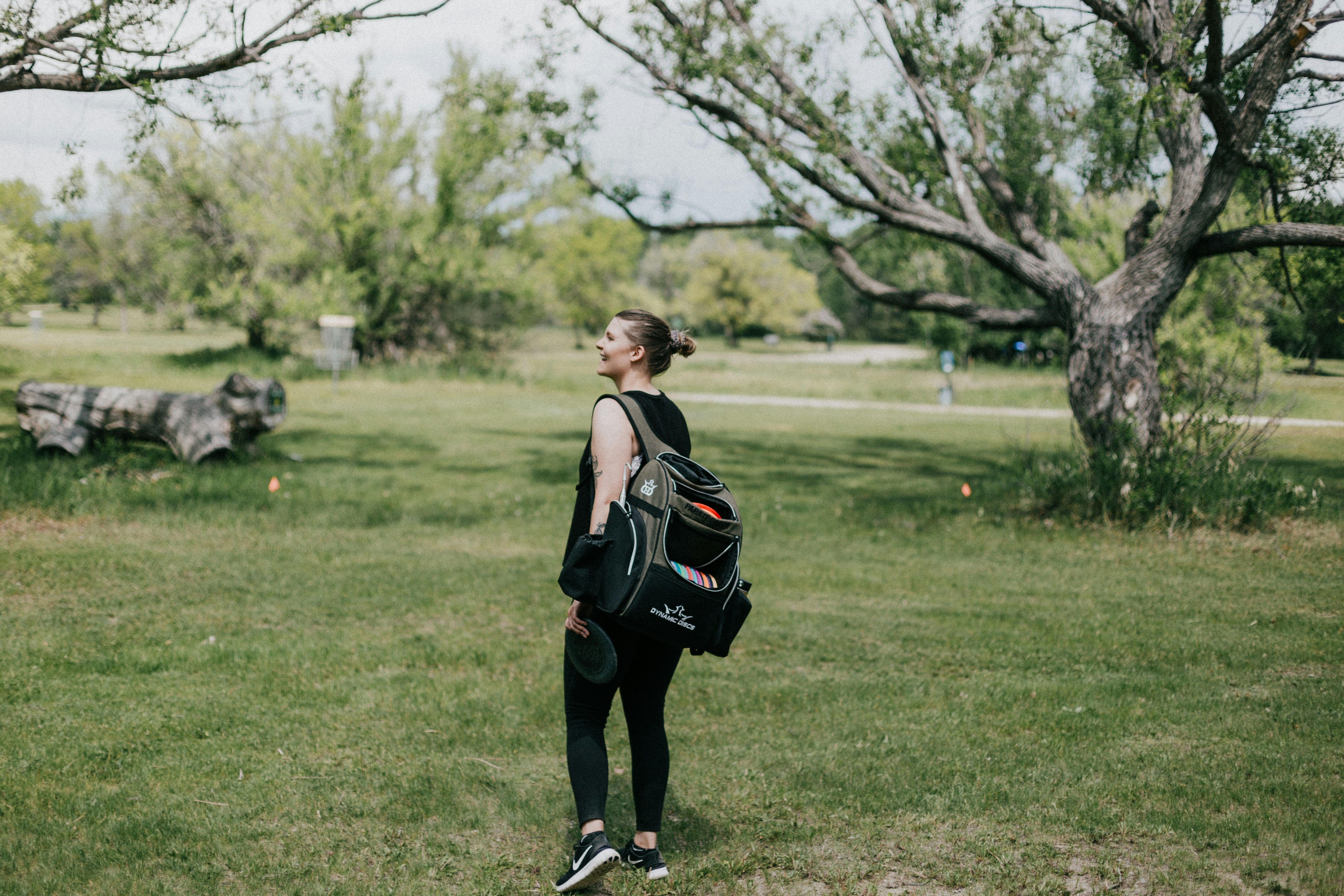 a person walking in a park