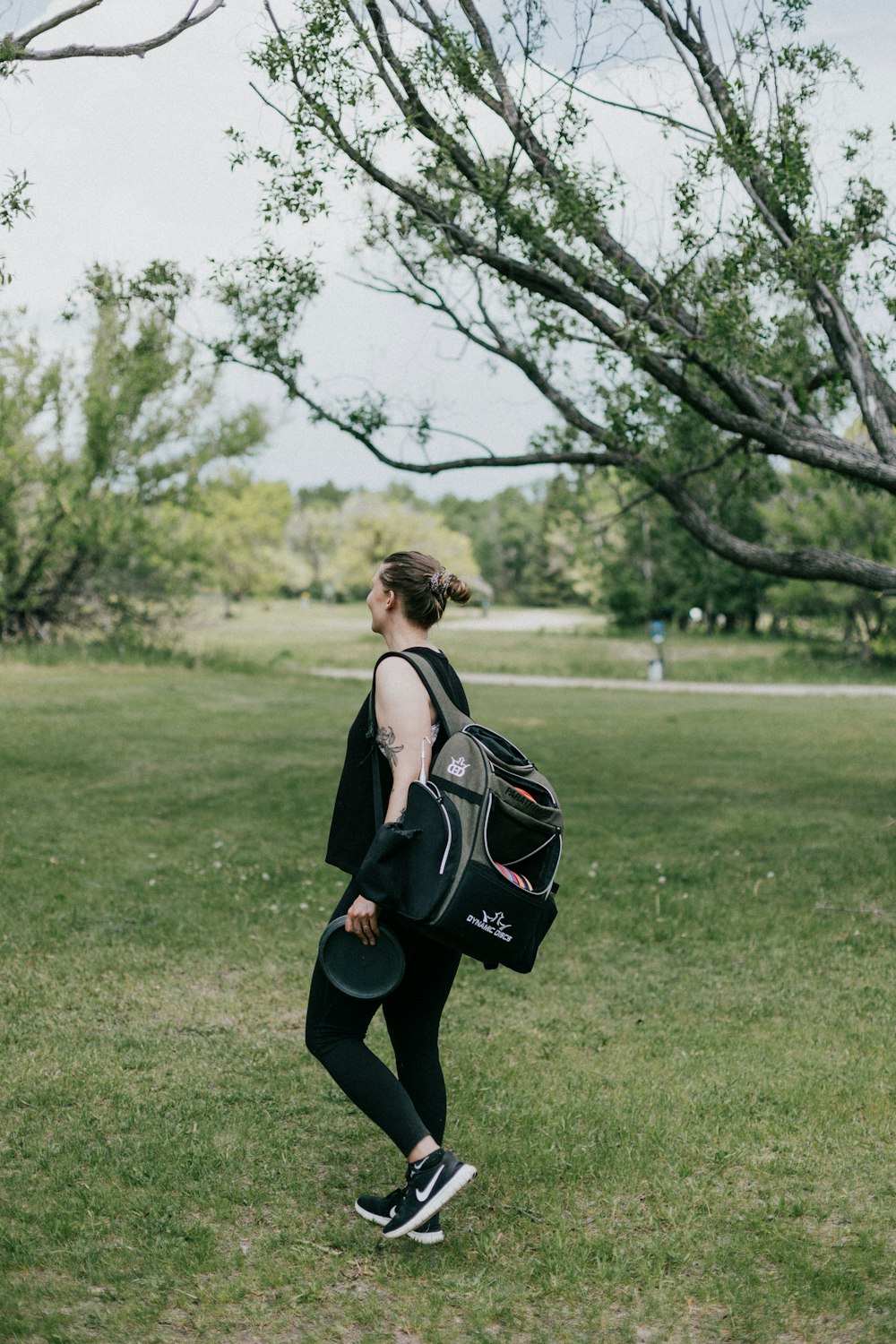 a person walking in a park