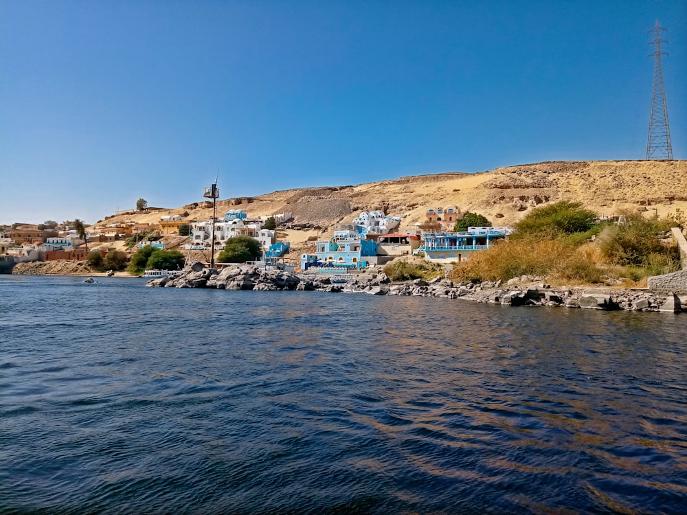 a body of water with buildings on the side