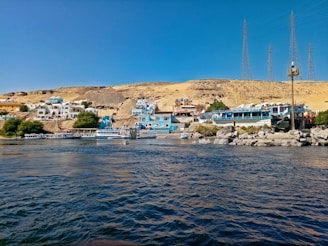 a body of water with buildings along it