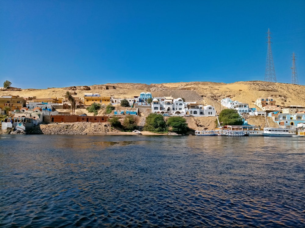 a body of water with buildings along it