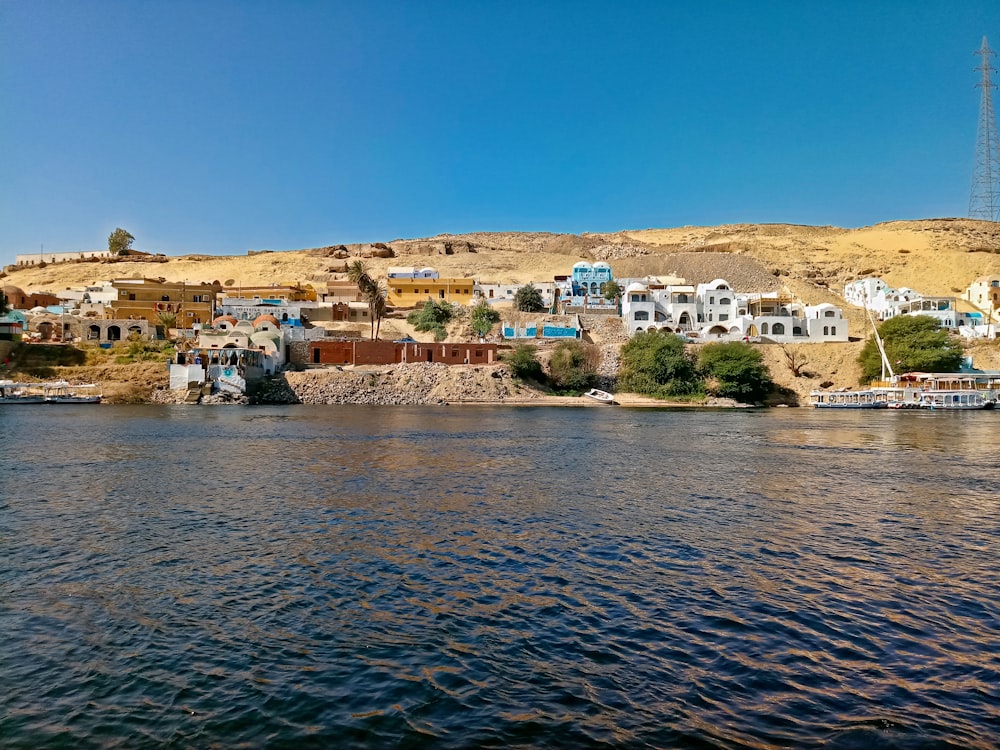 a body of water with buildings along it