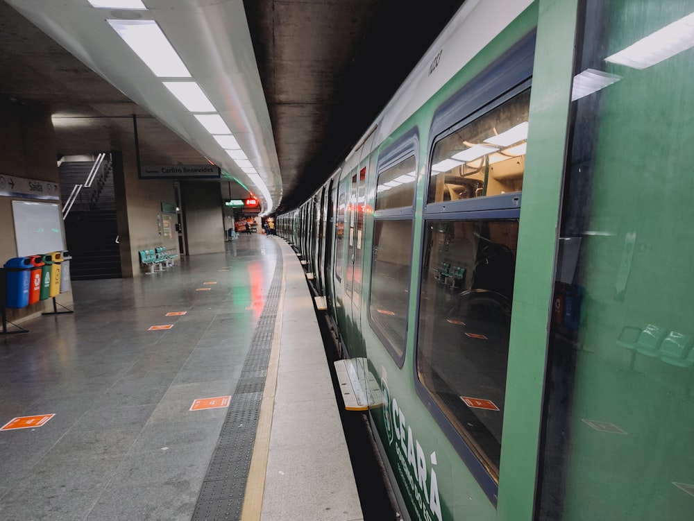 a train is parked at a train station