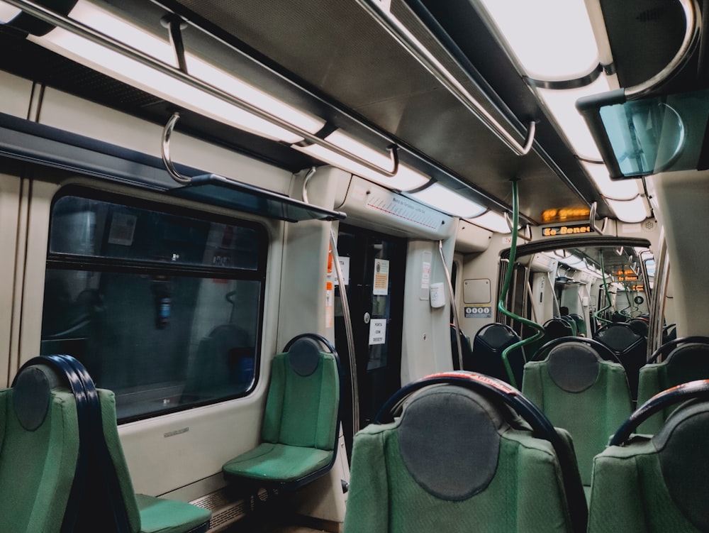 the inside of a bus