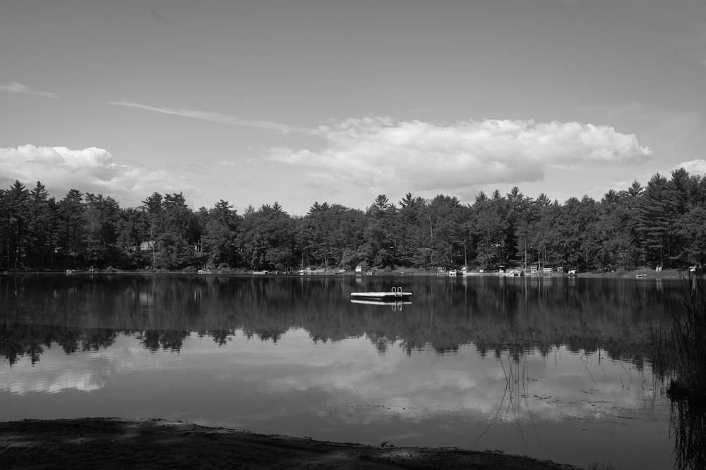 a lake with a boat in it