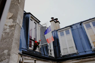 a flag on a building