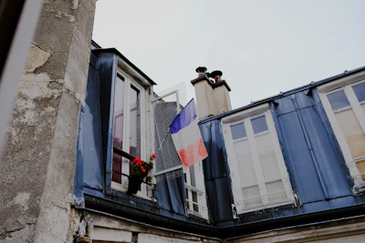 a flag on a building
