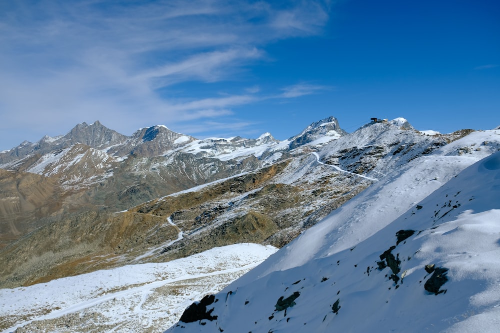 a snowy mountain range