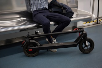 a person riding a scooter