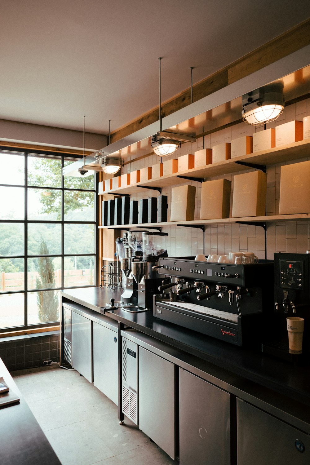 a kitchen with a stove and oven