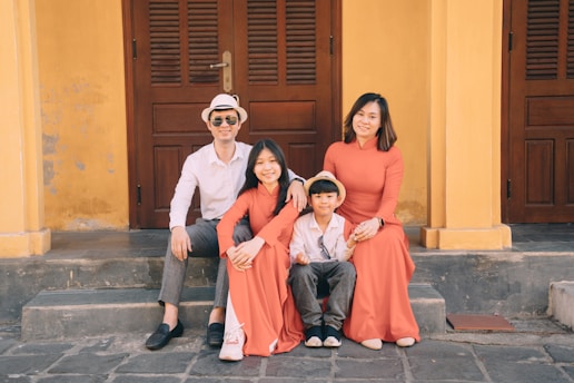 a family posing for a photo