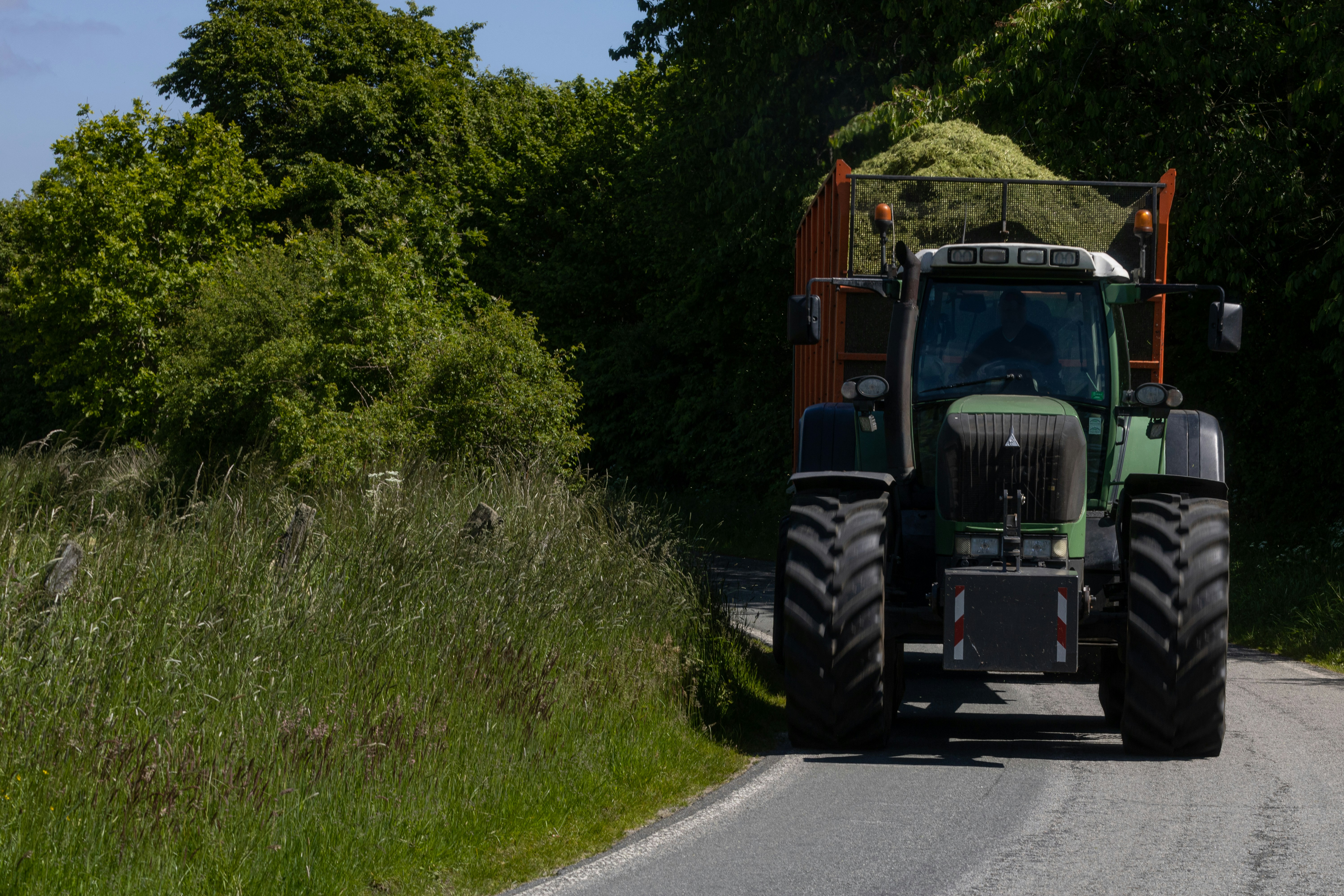 a tractor on the road