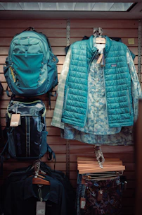 a group of jackets on a wall