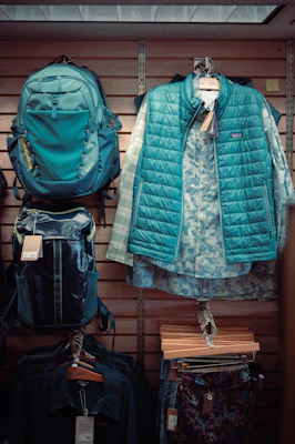 a group of jackets on a wall