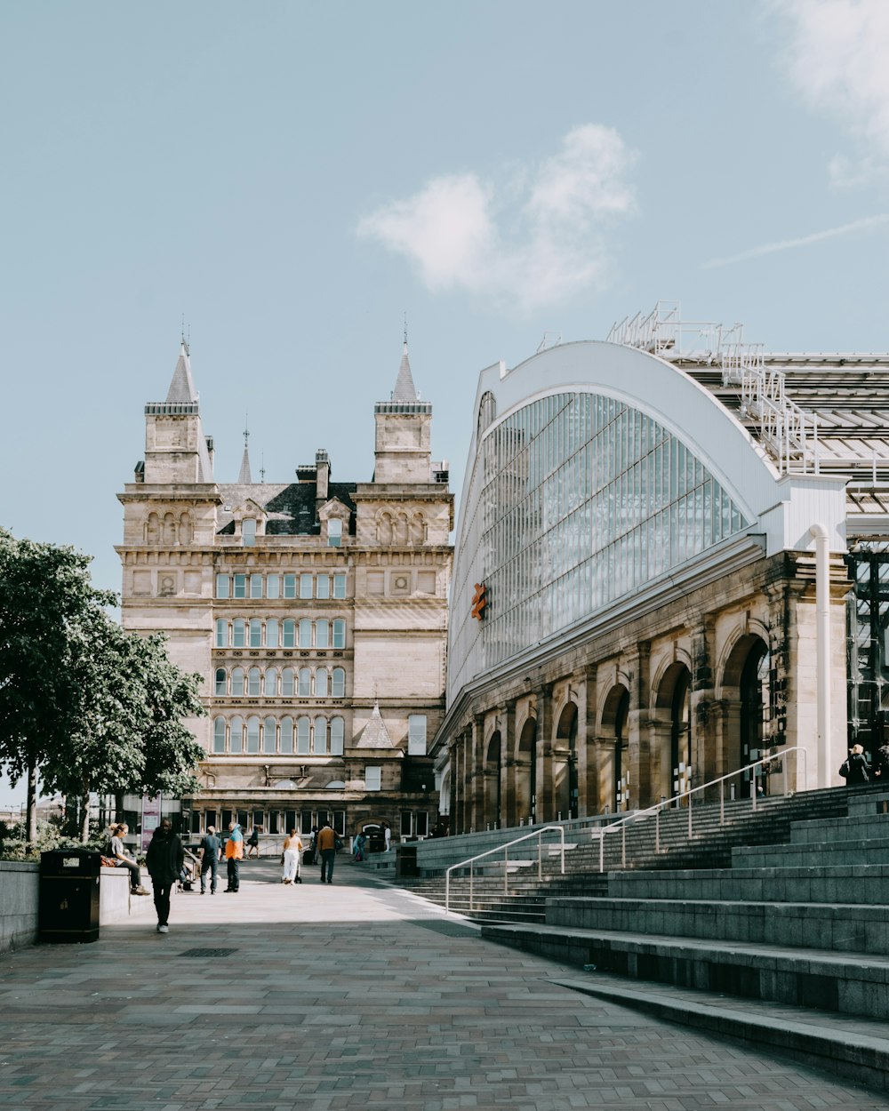 a large building with a glass front