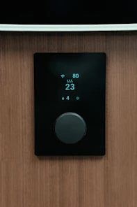 a black rectangular device with a screen