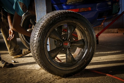 a car with a flat tire