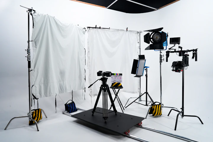 Camera set up in a photo studio