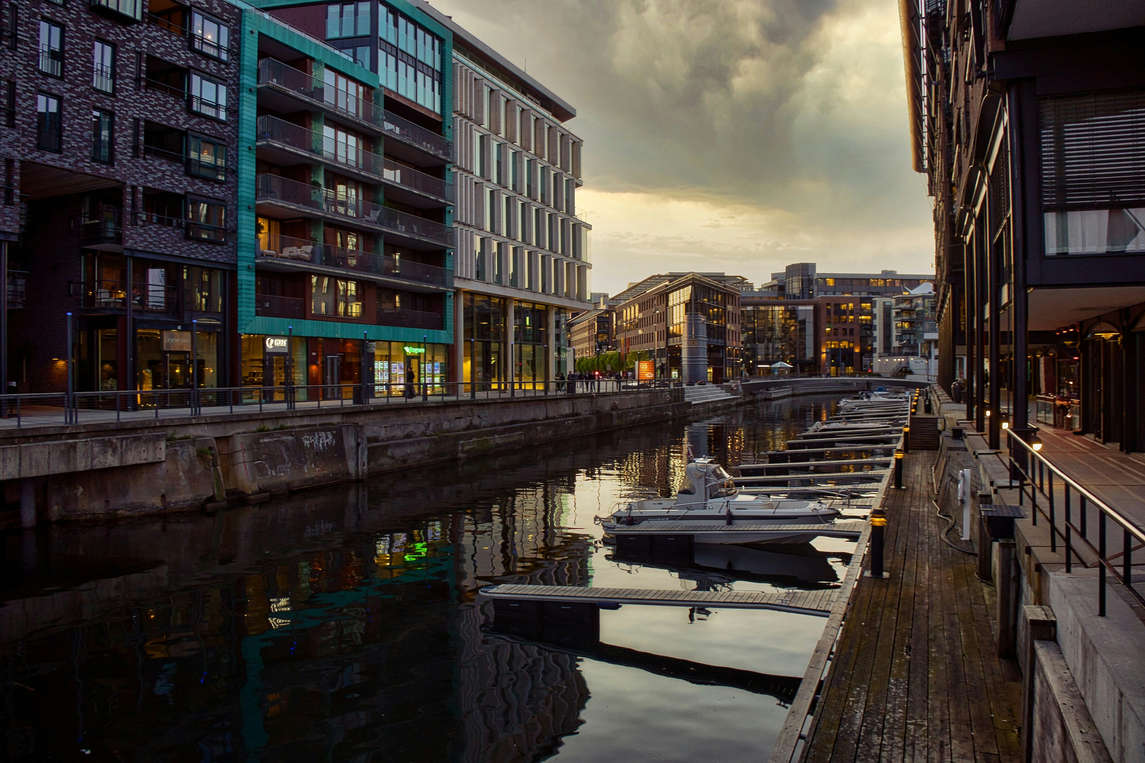 a canal with boats in it