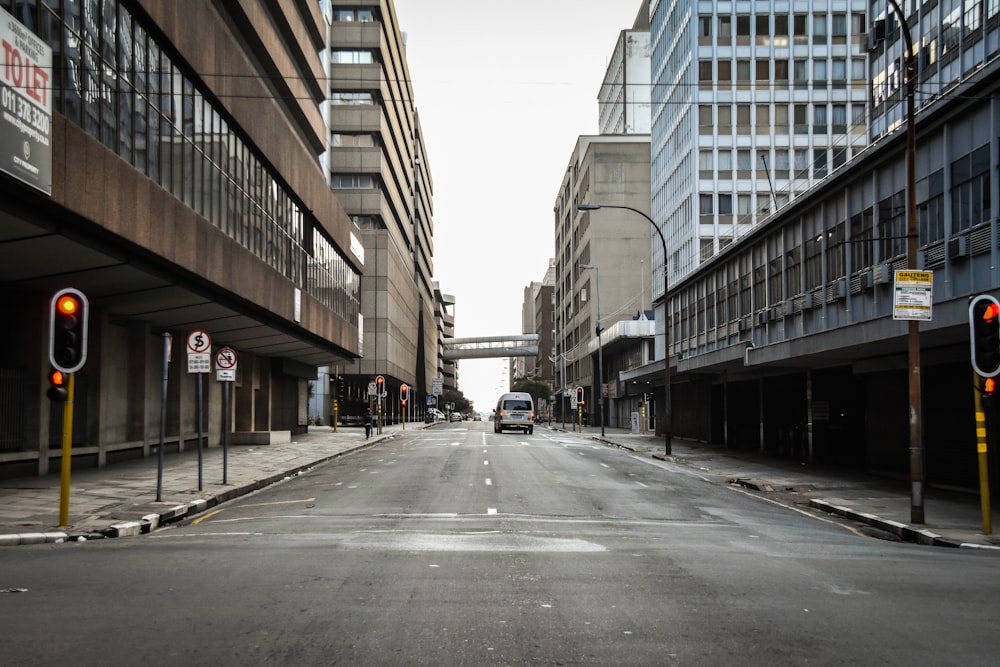 a city street with traffic lights