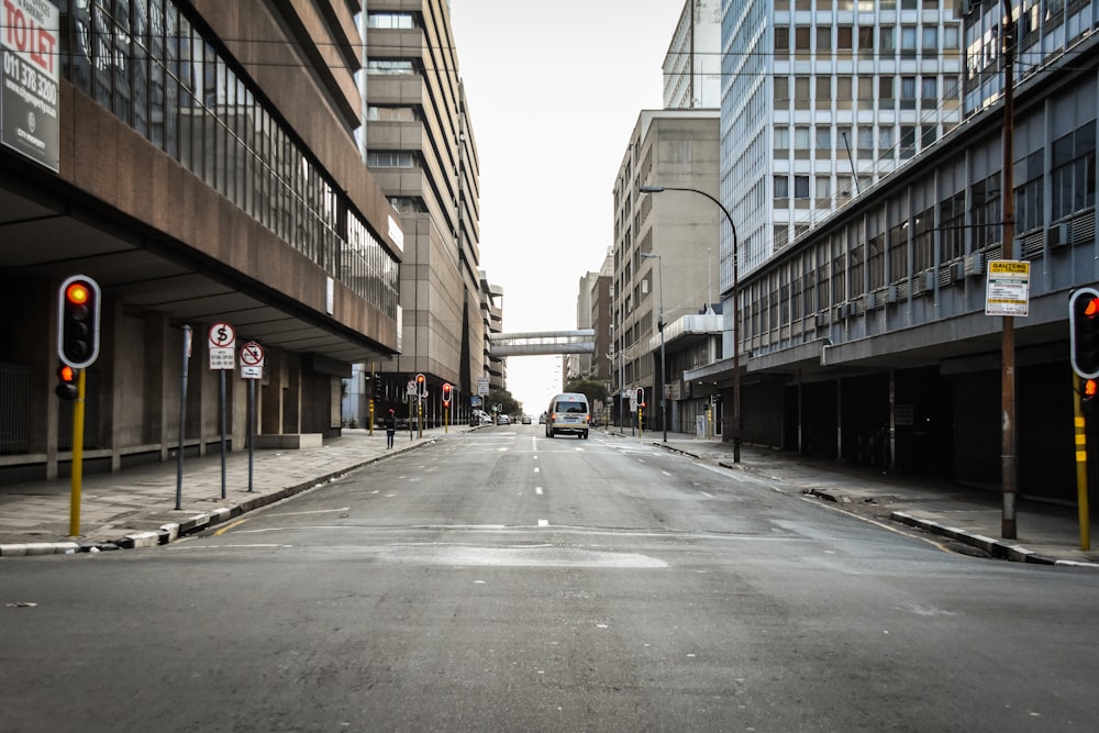 a city street with traffic lights