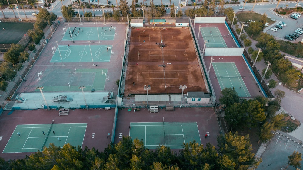 aerial view of a basketball court