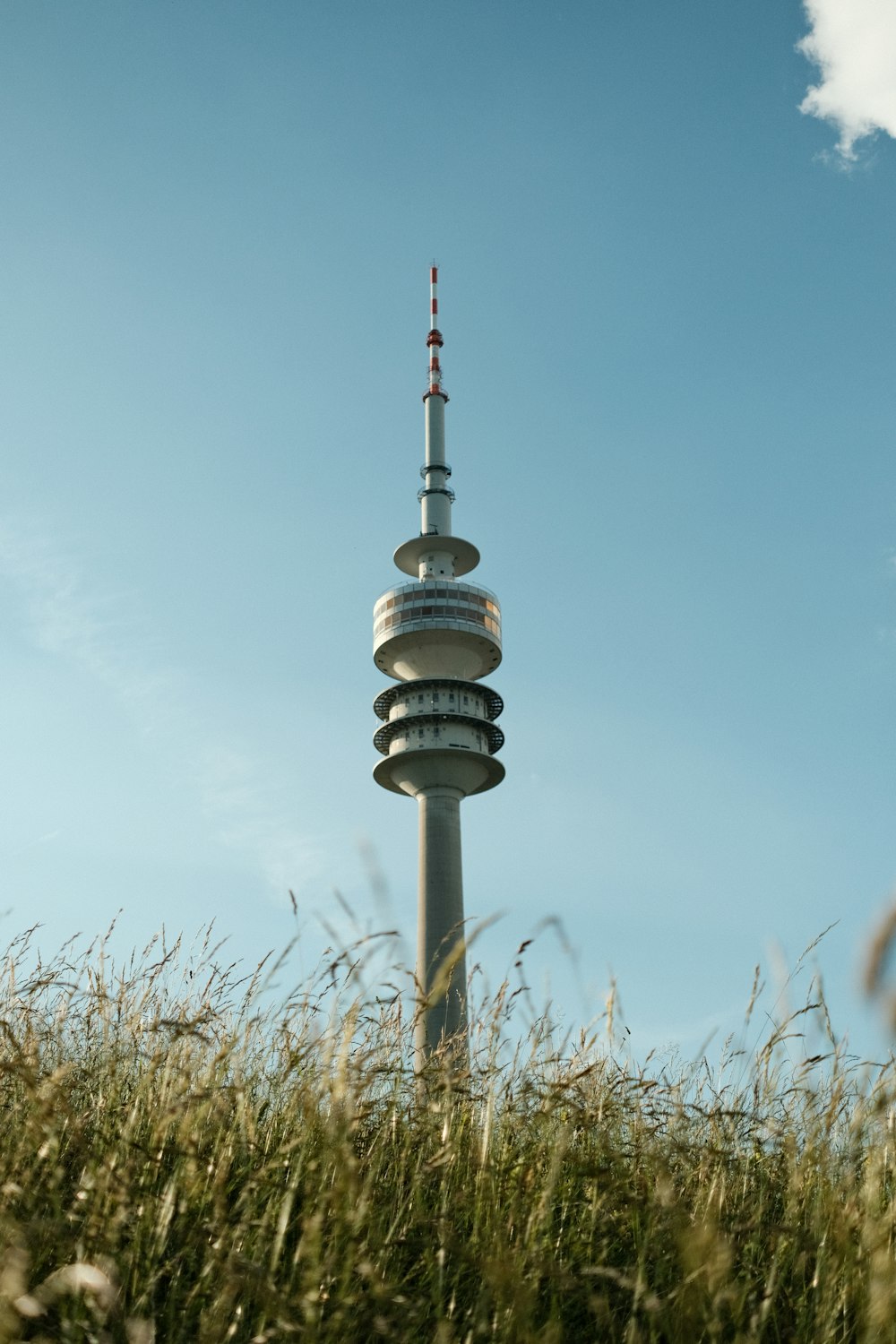 a tall tower in a field