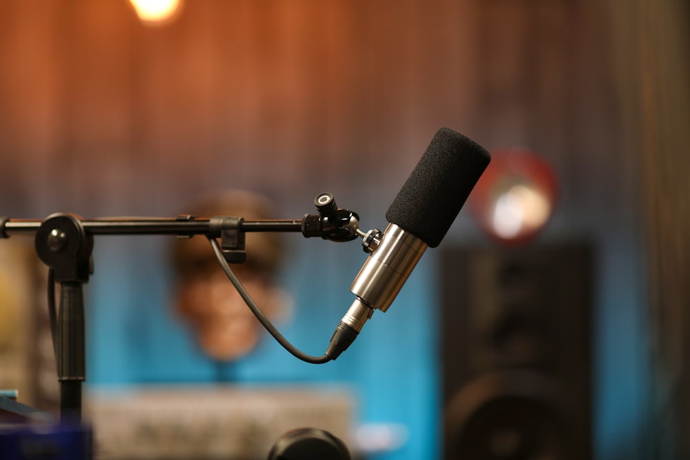 a microphone on a stand