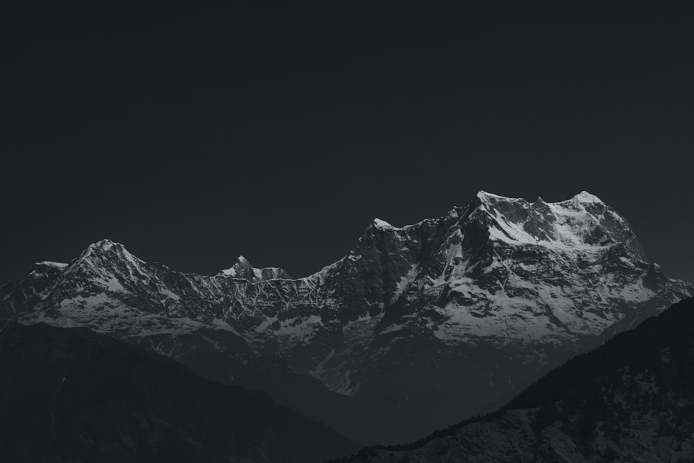 a mountain range at night