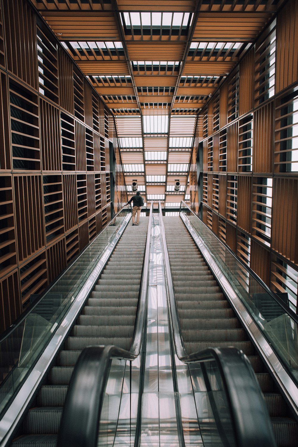 a person walking down a flight of stairs