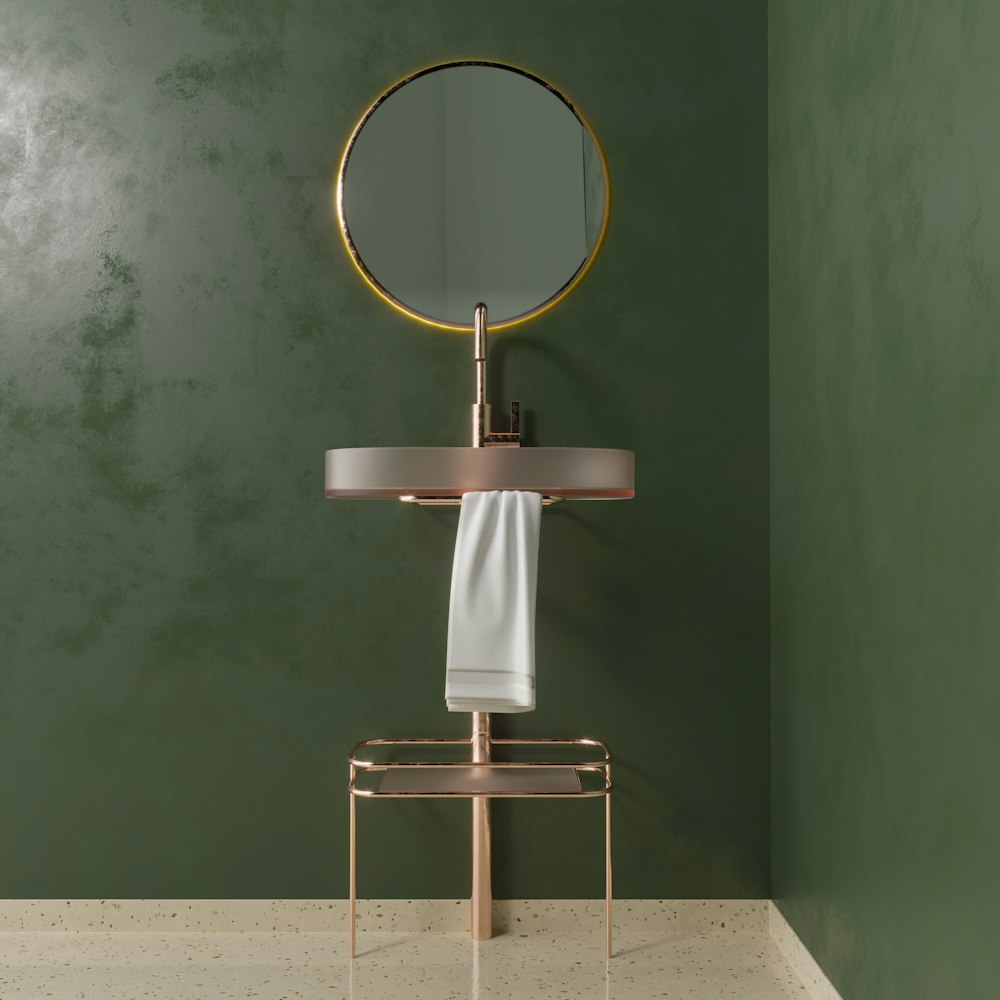 a mirror on a stand