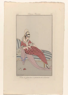 A playful woman lounging on a velvet chaise, dressed in delicate lace.