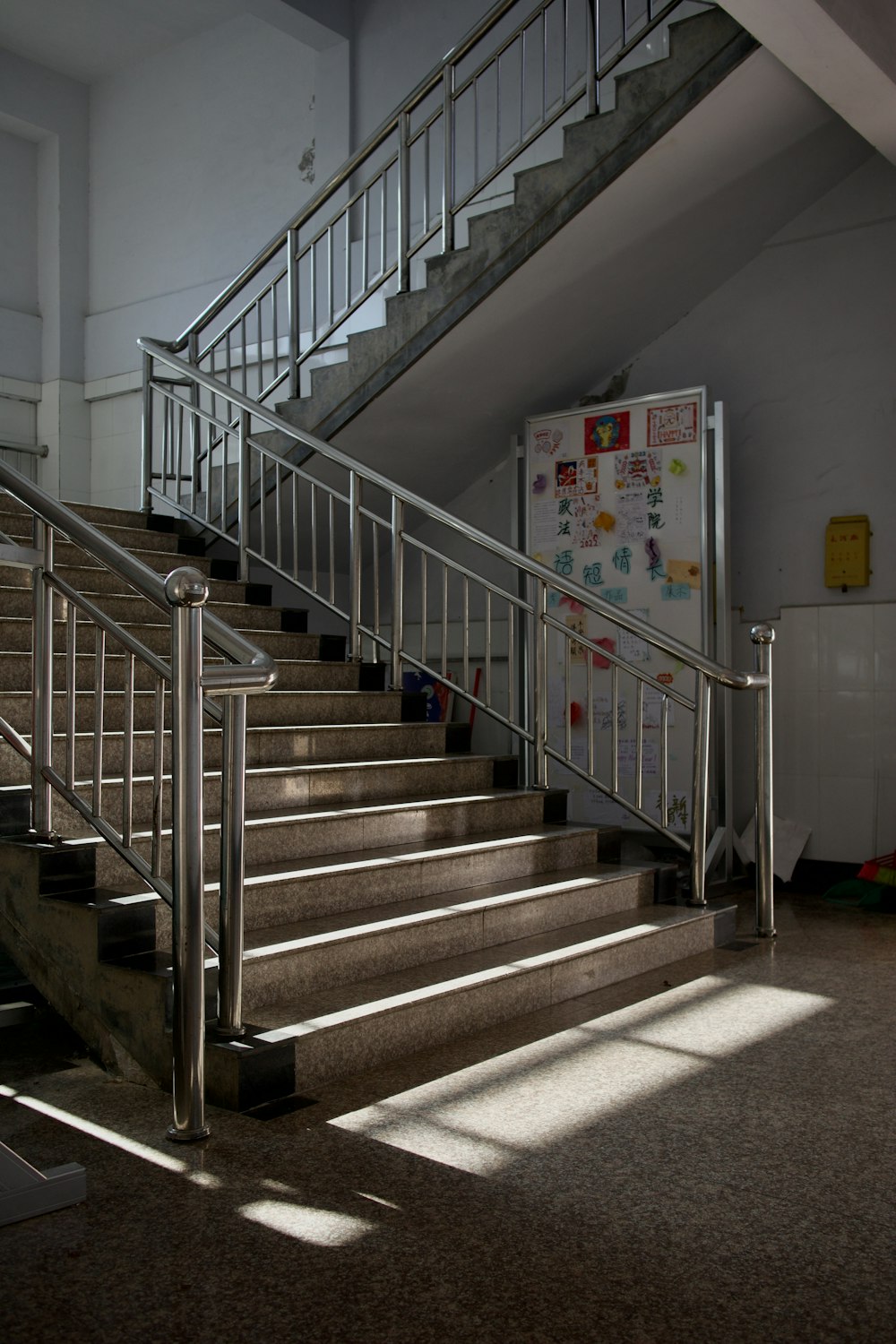 a staircase in a building