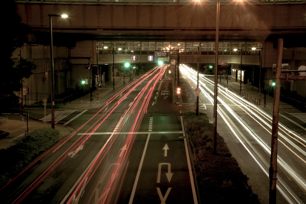 a road with lights on it