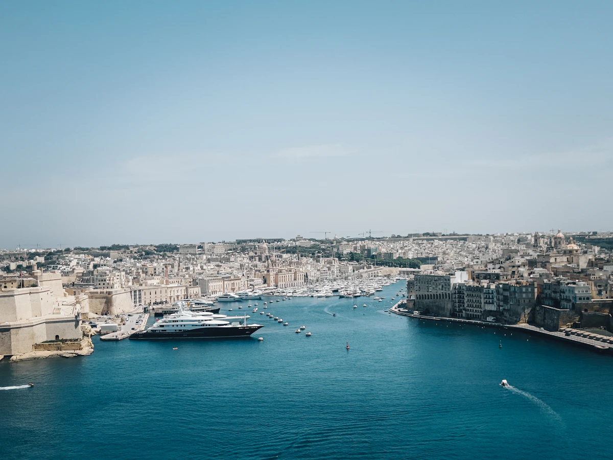 Waterfront promenade at Sliema, Malta, looking towards Valletta